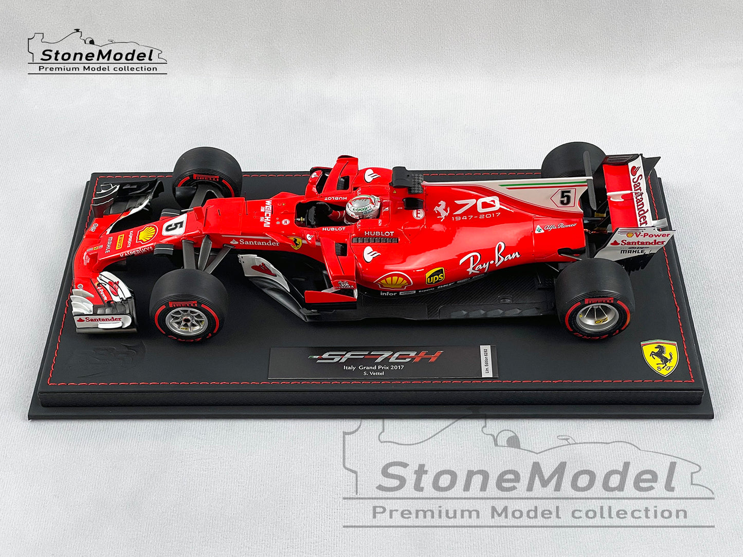 BBR 1:18 Ferrari F1 SF70H #5 Sebastian Vettel Italy GP Monza 2017 70th Anniversary with Display Case