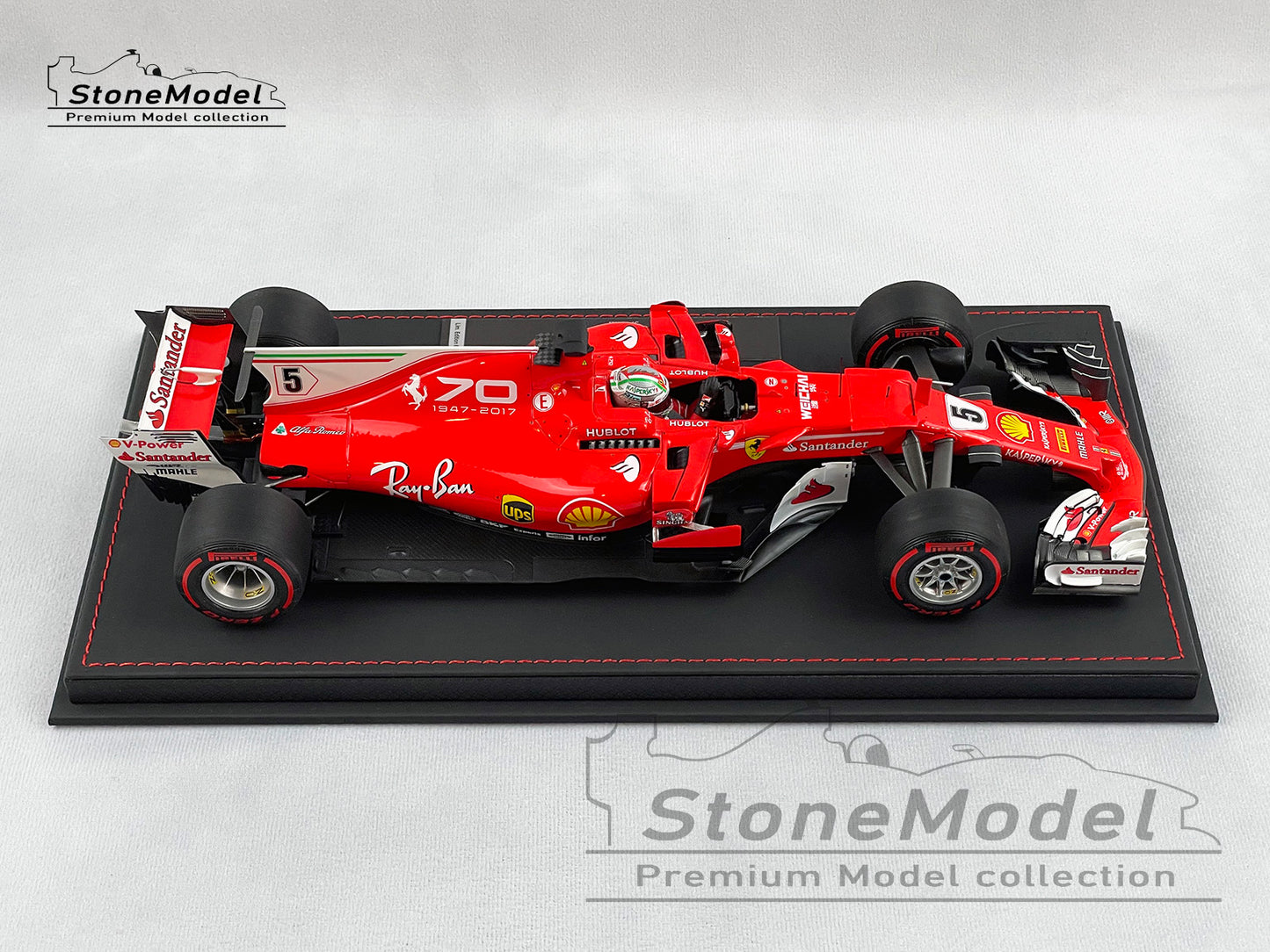 BBR 1:18 Ferrari F1 SF70H #5 Sebastian Vettel Italy GP Monza 2017 70th Anniversary with Display Case