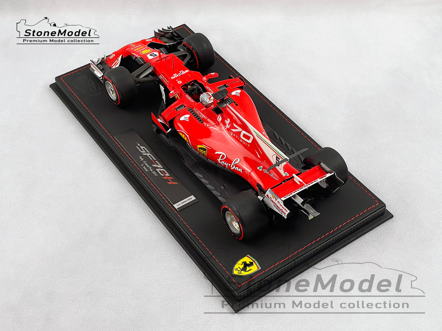 BBR 1:18 Ferrari F1 SF70H #5 Sebastian Vettel Italy GP Monza 2017 70th Anniversary with Display Case