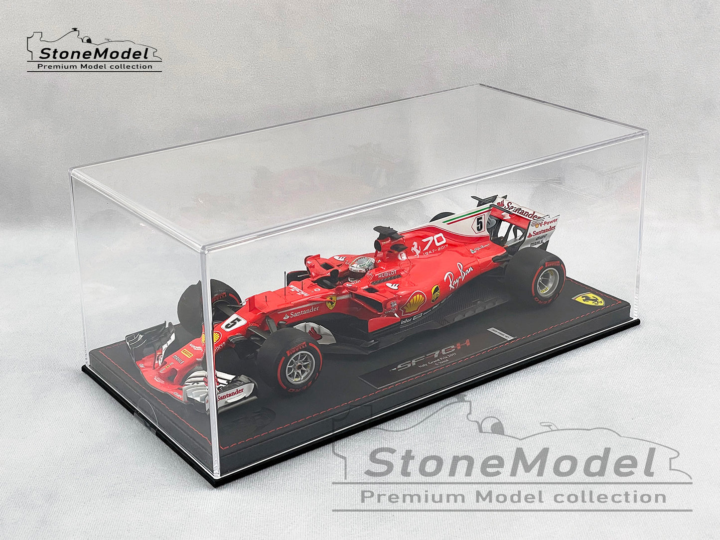 BBR 1:18 Ferrari F1 SF70H #5 Sebastian Vettel Italy GP Monza 2017 70th Anniversary with Display Case