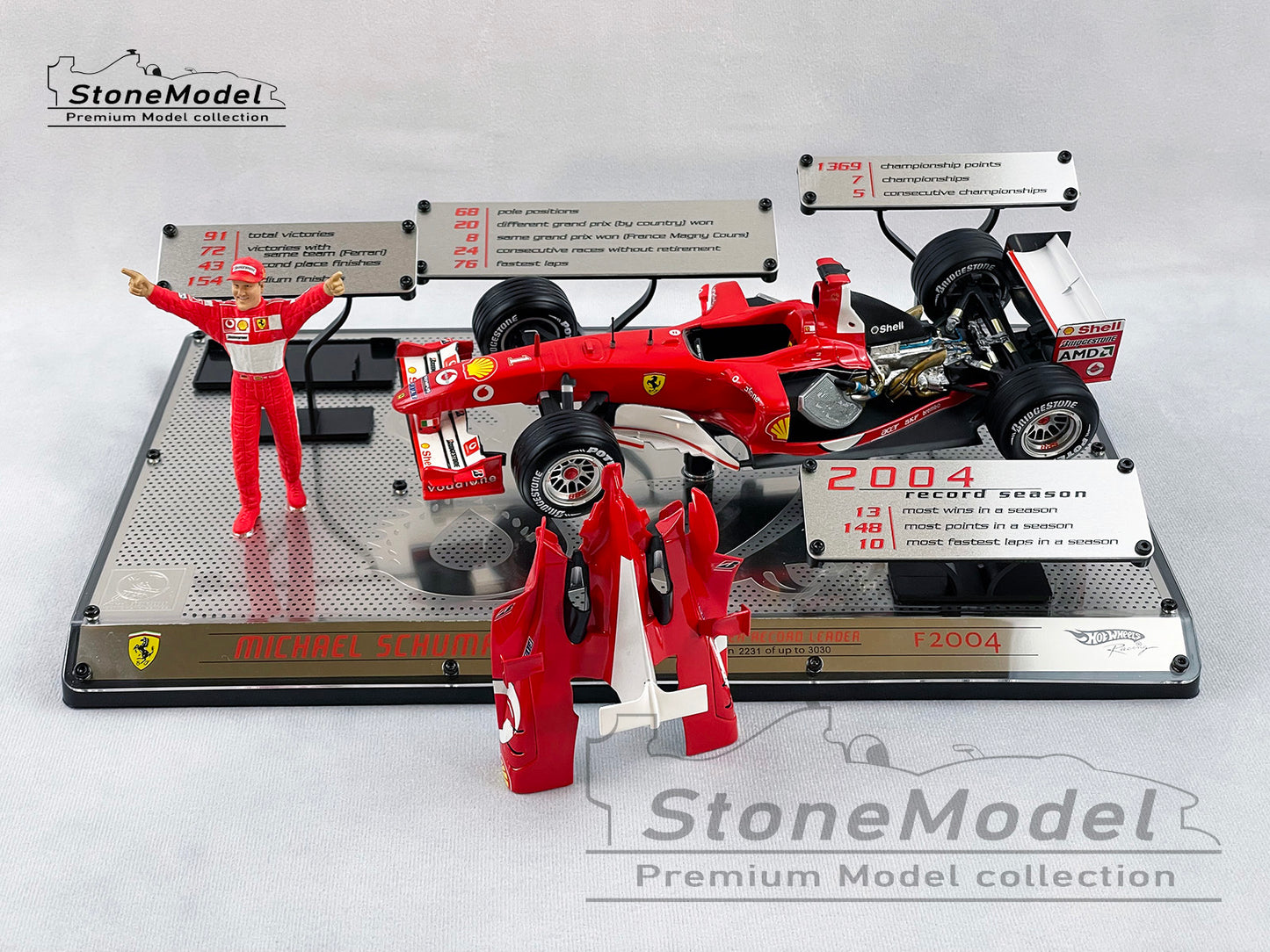 Ferrari F1 F2004 #1 Michael Schumacher ALL TIME CAREER RECORDS 2004 Hot Wheels 1:18