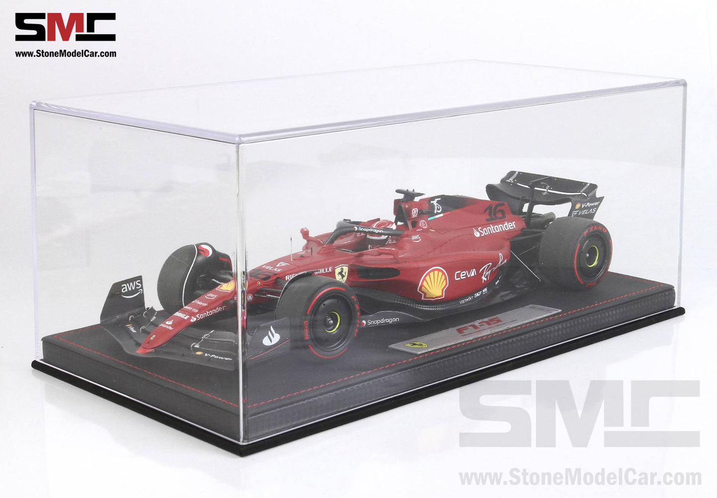 2022 F1 Ferrari F1-75 #16 Charles Leclerc Bahrain GP Winner 1st Win BBR 1:18 Leather Base