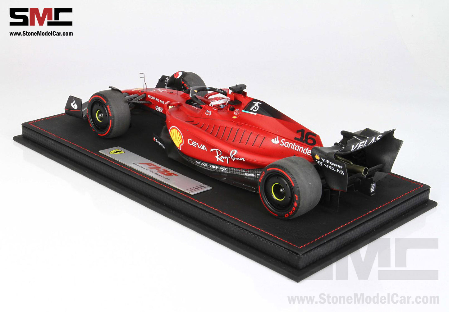 2022 F1 Ferrari F1-75 #16 Charles Leclerc Bahrain GP Winner 1st Win BBR 1:18 Leather Base