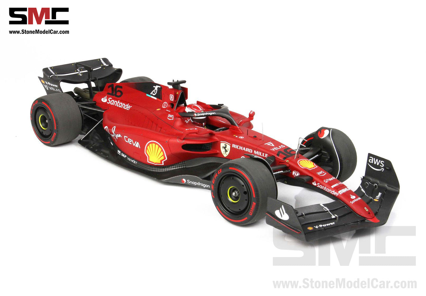 2022 F1 Ferrari F1-75 #16 Charles Leclerc Bahrain GP Winner 1st Win BBR 1:18 Leather Base