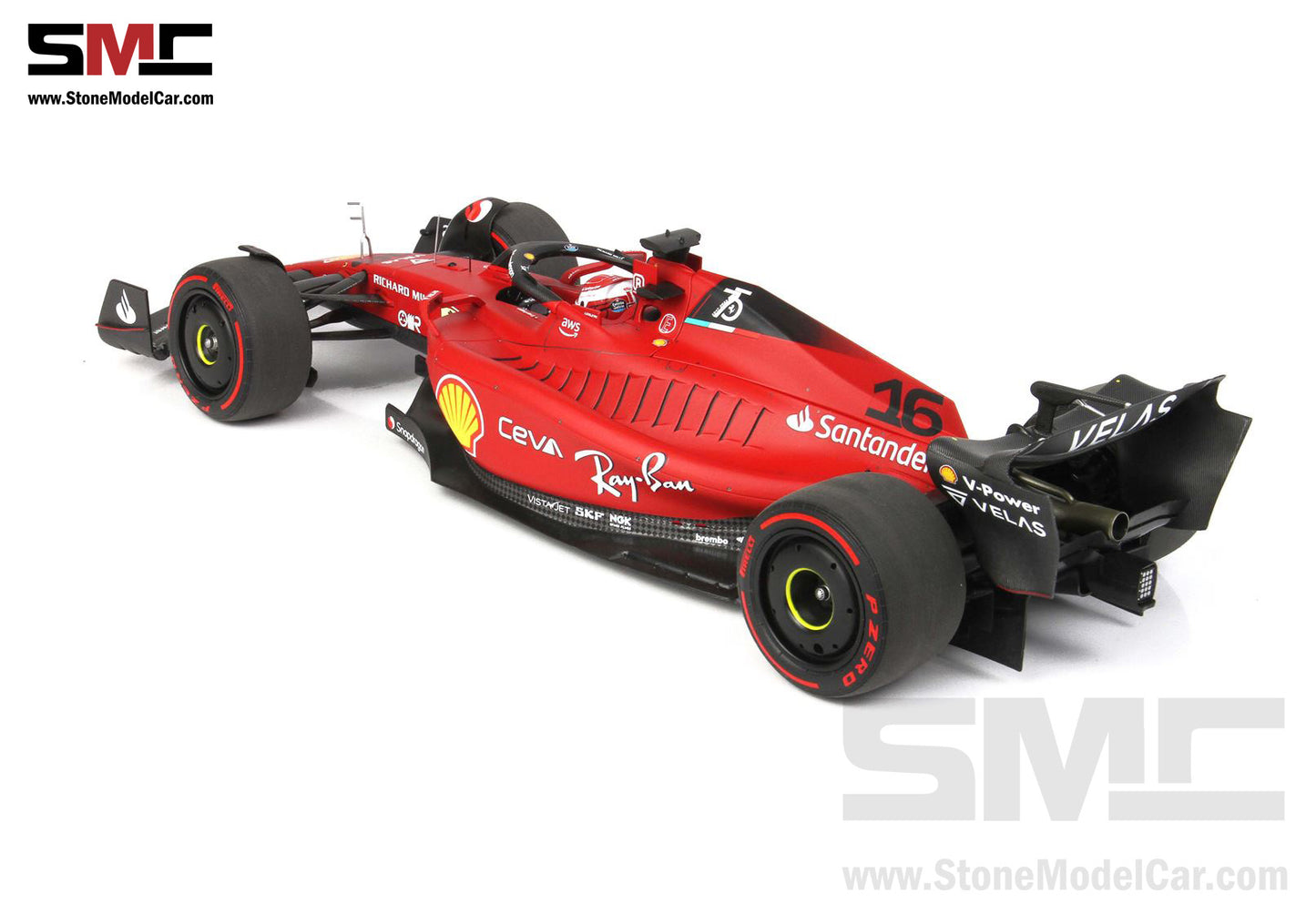 2022 F1 Ferrari F1-75 #16 Charles Leclerc Bahrain GP Winner 1st Win BBR 1:18 Leather Base