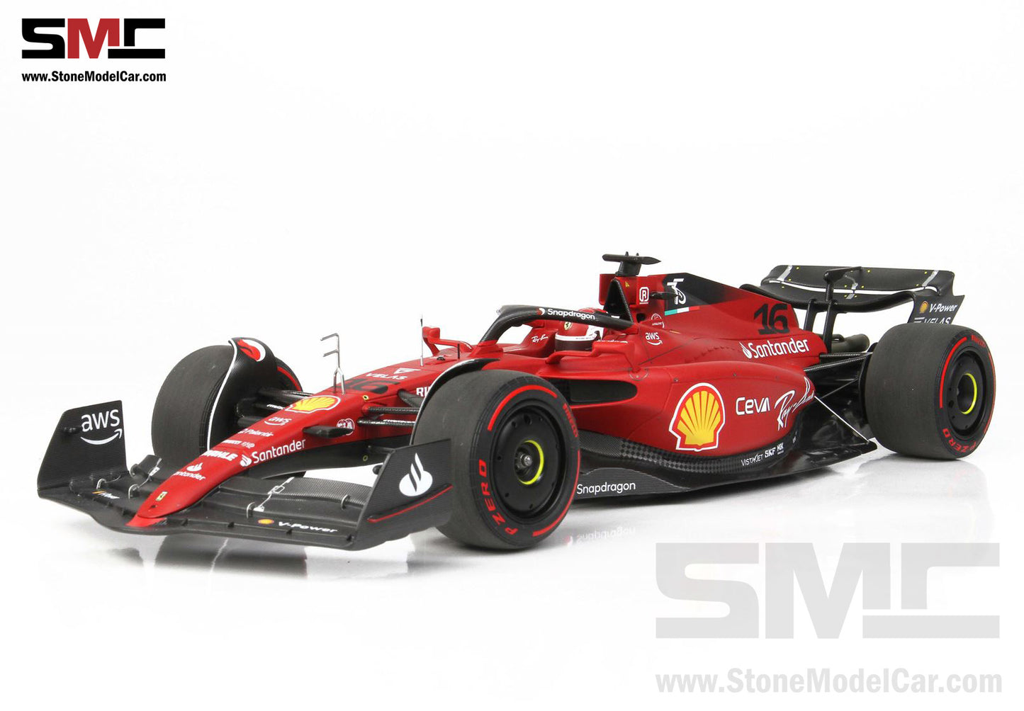 2022 F1 Ferrari F1-75 #16 Charles Leclerc Bahrain GP Winner 1st Win BBR 1:18 Leather Base