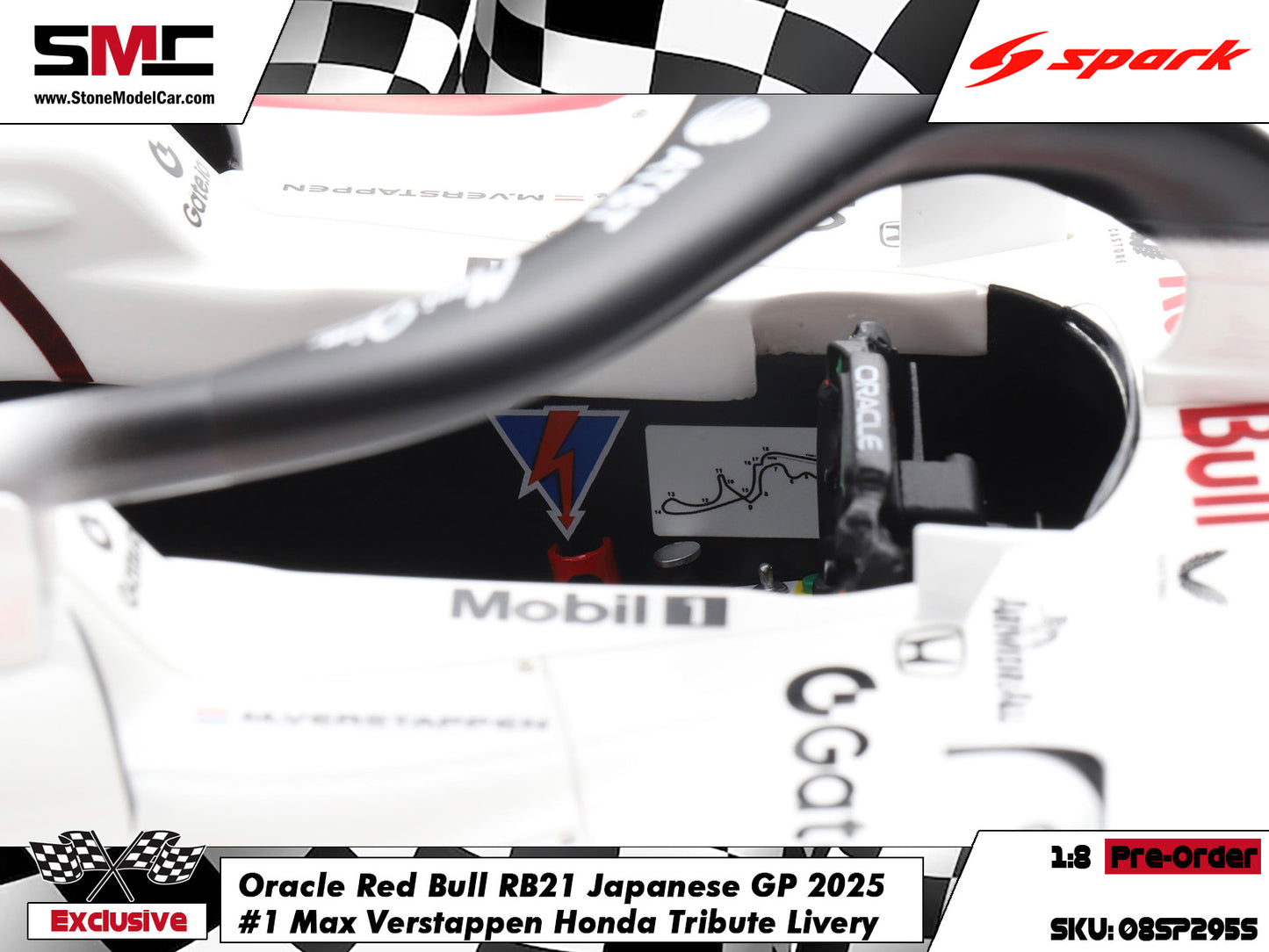 [Pre-Order] Red Bull F1 RB21 #1 Max Verstappen Japanese GP Winner 2025 1:8 Spark Special Edition