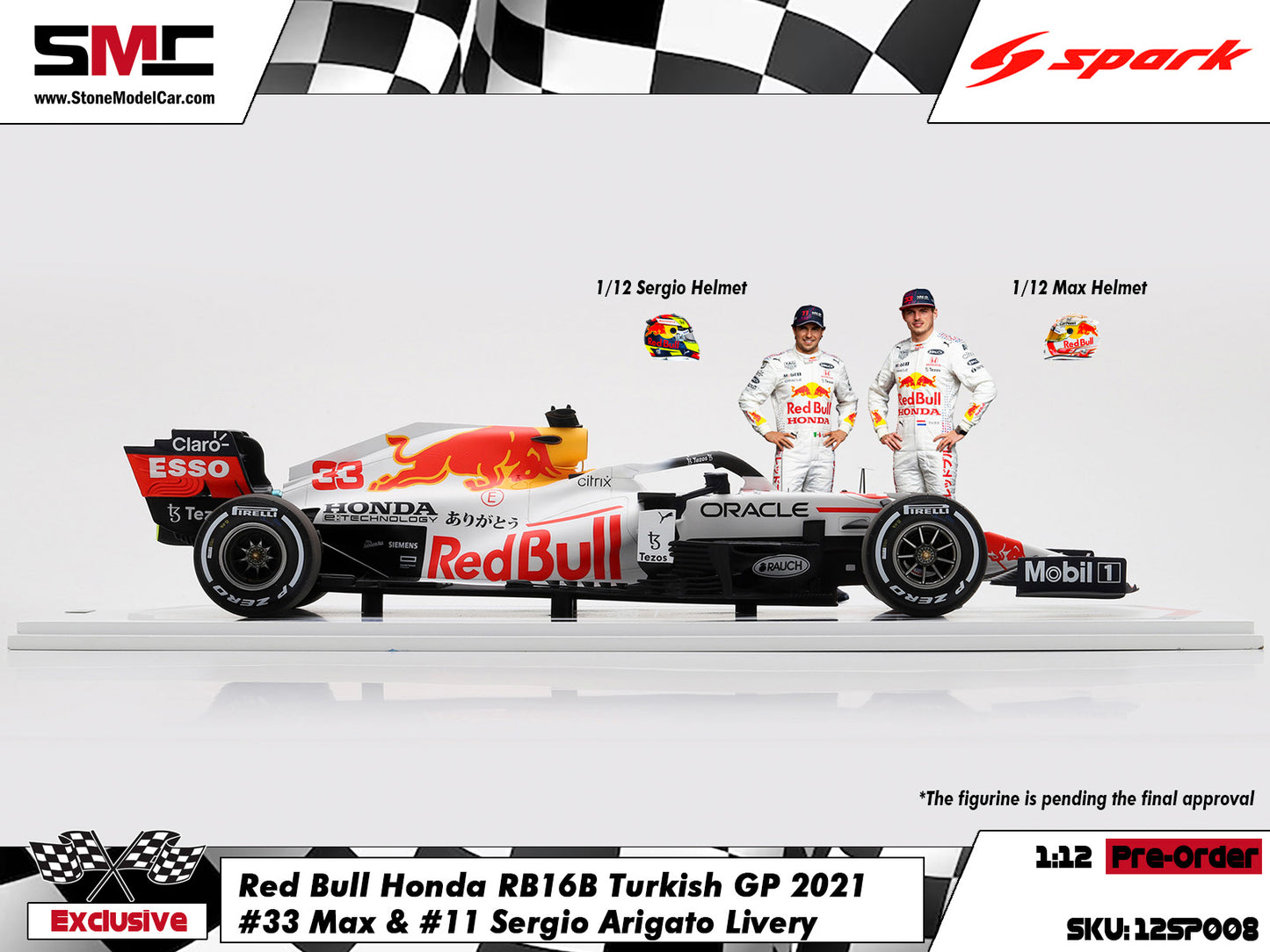 [Pre-Order] Red Bull RB16B #33 Verstappen & #11 Perez Turkish GP 2021 F1 World Champion 1:12 Spark Special Edition