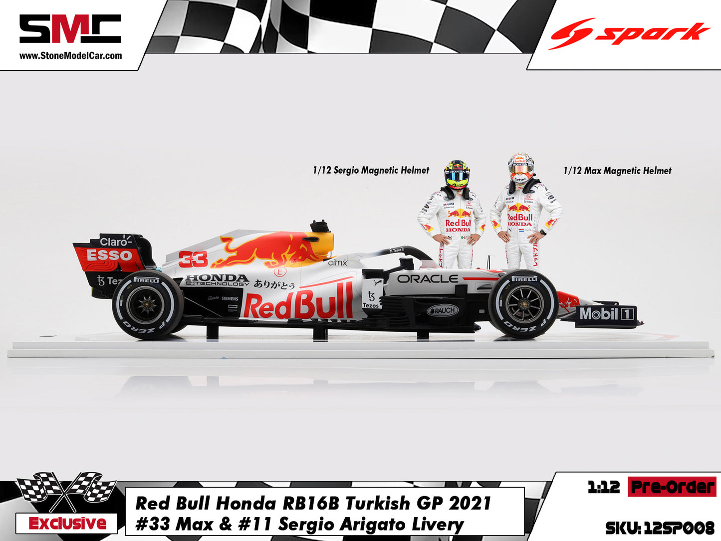 [Pre-Order] Red Bull RB16B #33 Verstappen & #11 Perez Turkish GP 2021 F1 World Champion 1:12 Spark Special Edition