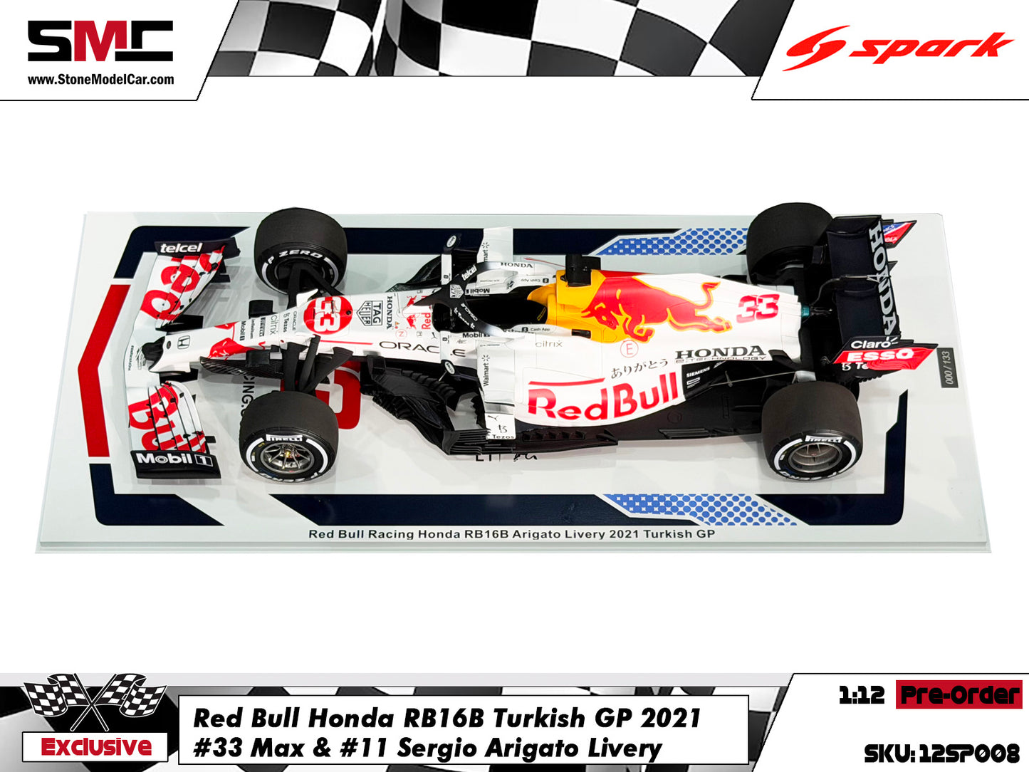 [Pre-Order] Red Bull RB16B #33 Verstappen & #11 Perez Turkish GP 2021 F1 World Champion 1:12 Spark Special Edition