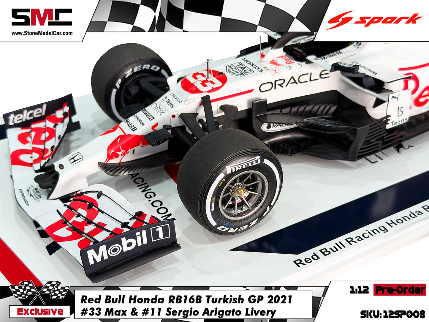 [Pre-Order] Red Bull RB16B #33 Verstappen & #11 Perez Turkish GP 2021 F1 World Champion 1:12 Spark Special Edition