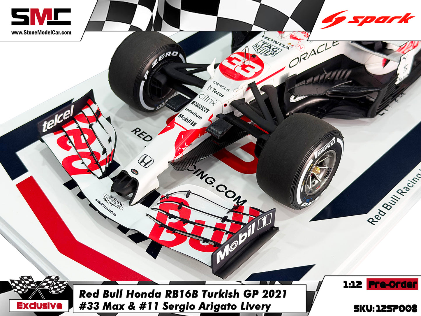 [Pre-Order] Red Bull RB16B #33 Verstappen & #11 Perez Turkish GP 2021 F1 World Champion 1:12 Spark Special Edition
