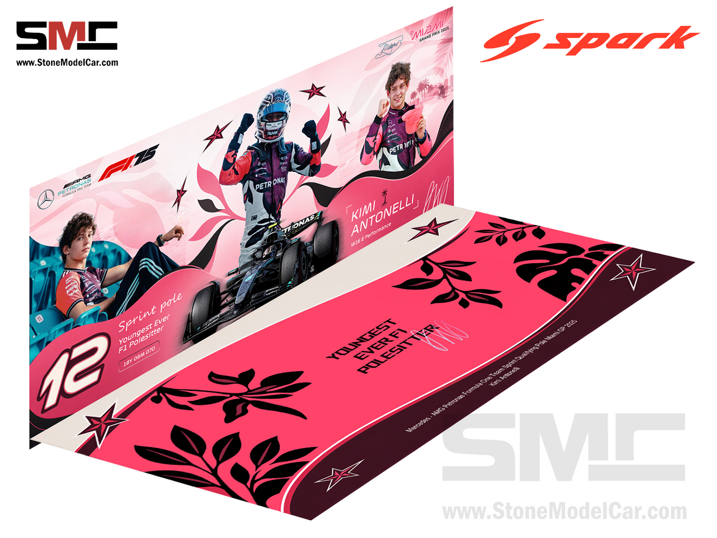 [Pre-Order] Mercedes F1 W16 #12 Kimi Antonelli Miami GP 2025 Sprint Pole Spark 1:18 Figurine Special