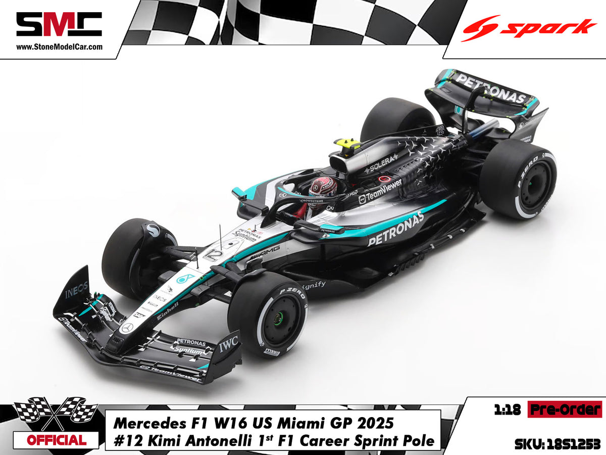 [Pre-Order] Mercedes F1 W16 #12 Kimi Antonelli Miami GP 2025 Sprint Pole Spark 1:18 18S1253
