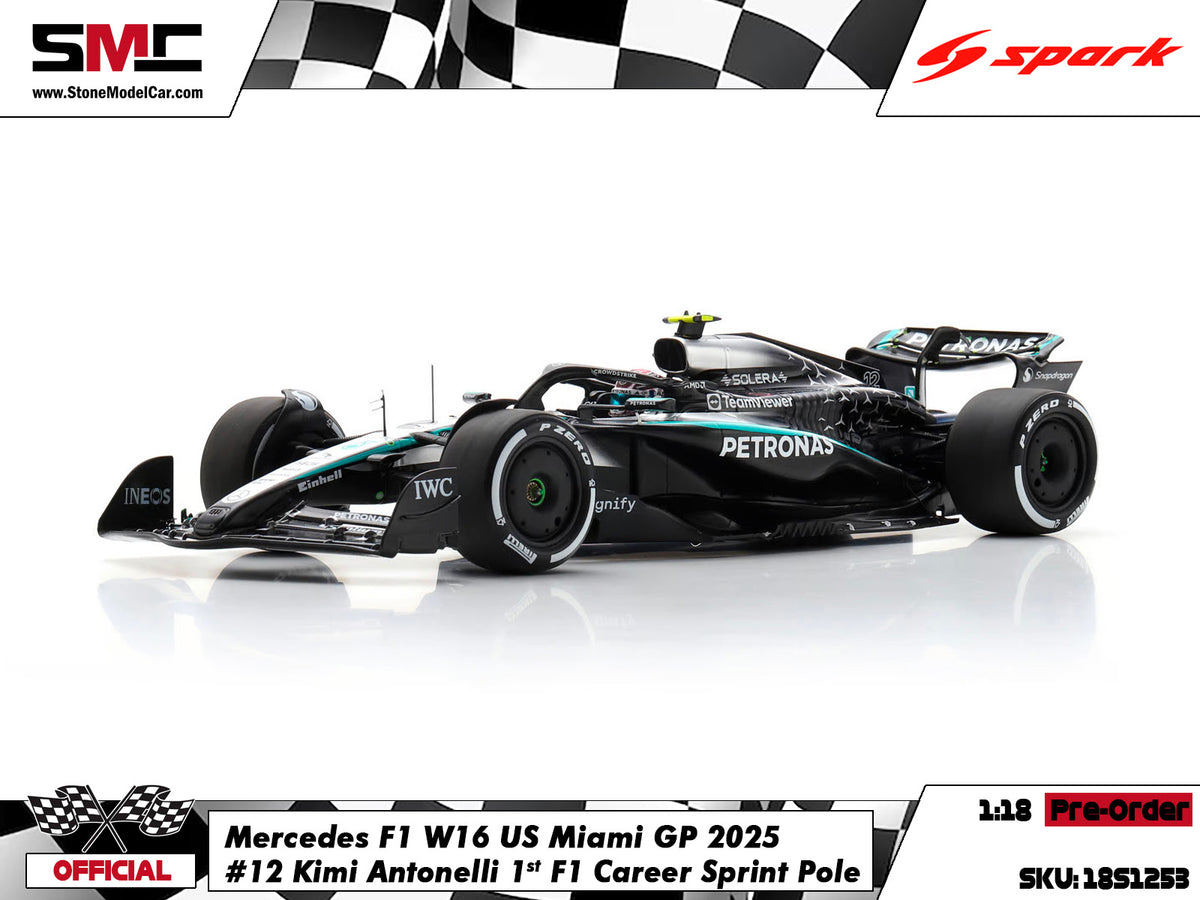 [Pre-Order] Mercedes F1 W16 #12 Kimi Antonelli Miami GP 2025 Sprint Pole Spark 1:18 18S1253