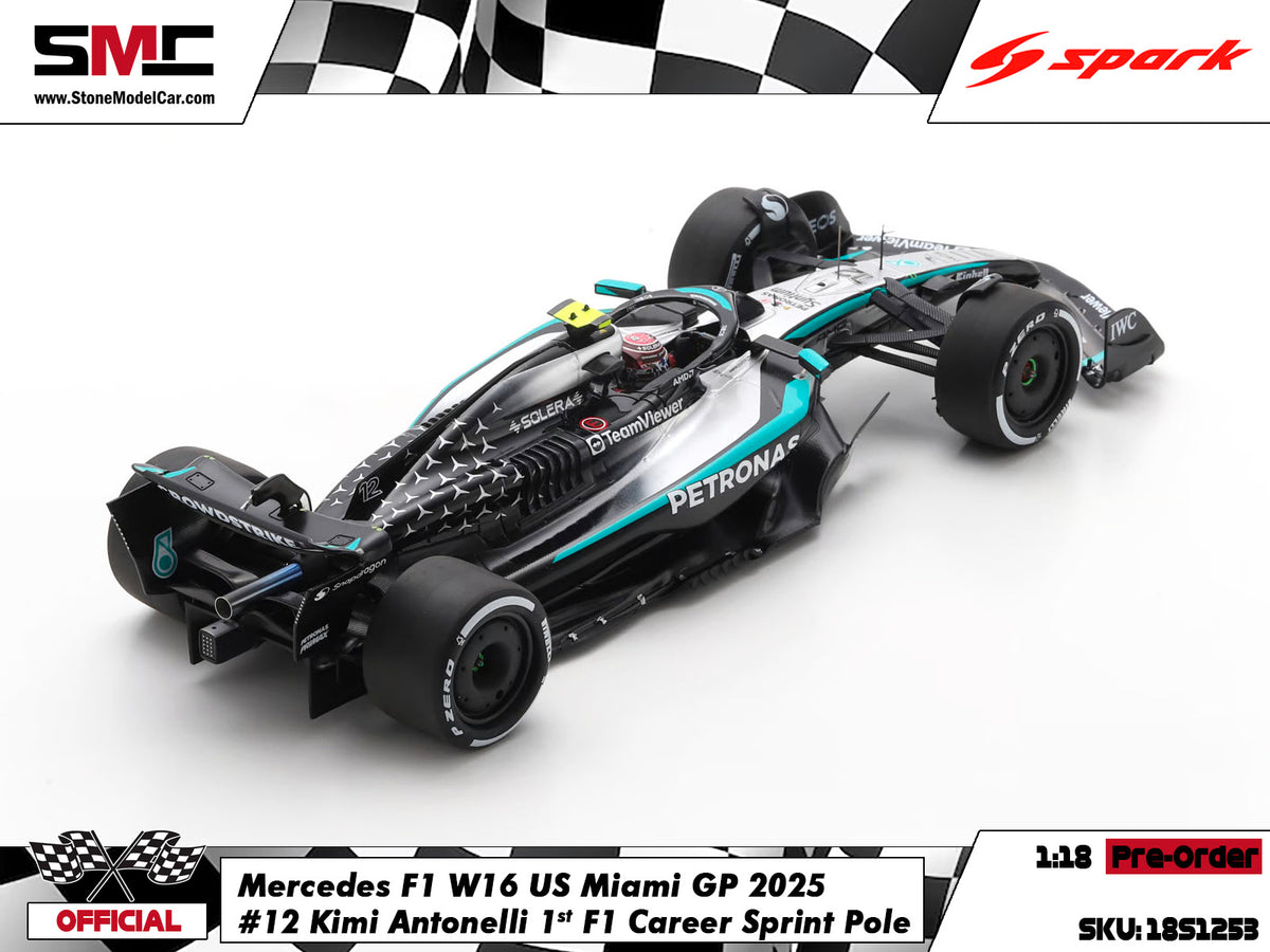 [Pre-Order] Mercedes F1 W16 #12 Kimi Antonelli Miami GP 2025 Sprint Pole Spark 1:18 18S1253