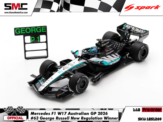 [Pre-Order] Mercedes F1 W17 #63 George Russell Australian GP 2026 Winner Spark 1:18 18S1269