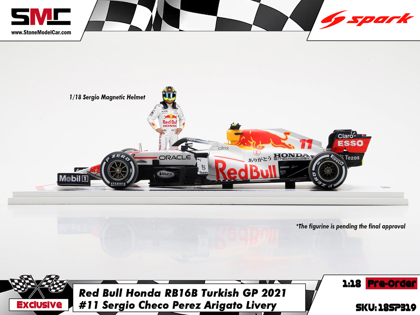 [Pre-Order] Red Bull F1 RB16B #11 Sergio Perez 2021 Turkish GP Podium Arigato Special Livery 1:18 Spark Special 18SP319