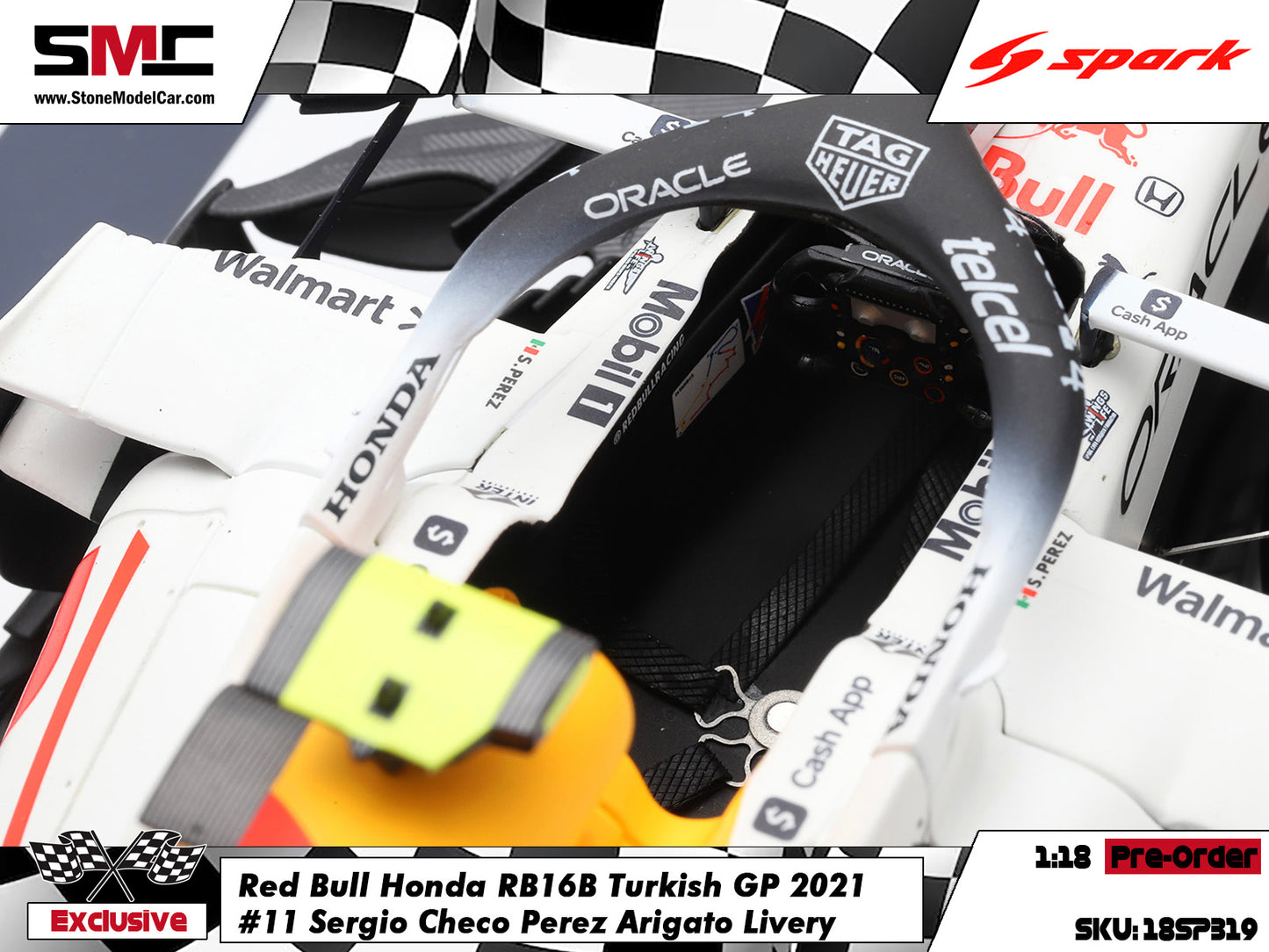 [Pre-Order] Red Bull F1 RB16B #11 Sergio Perez 2021 Turkish GP Podium Arigato Special Livery 1:18 Spark Special 18SP319