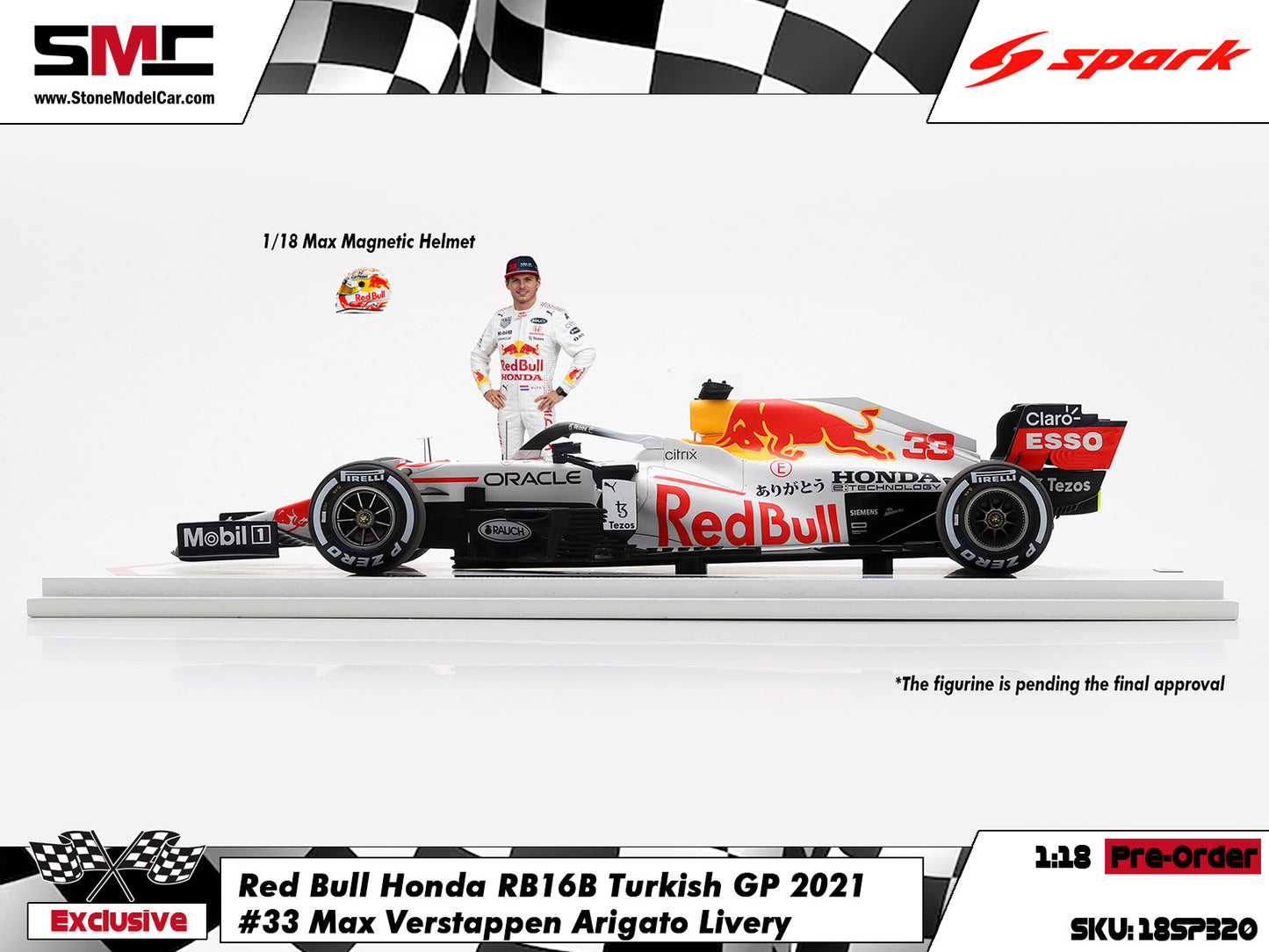 [Pre-Order] Red Bull F1 RB16B #33 Max Verstappen 2021 World Champion Turkish GP Special Livery 1:18 Spark Special 18SP320