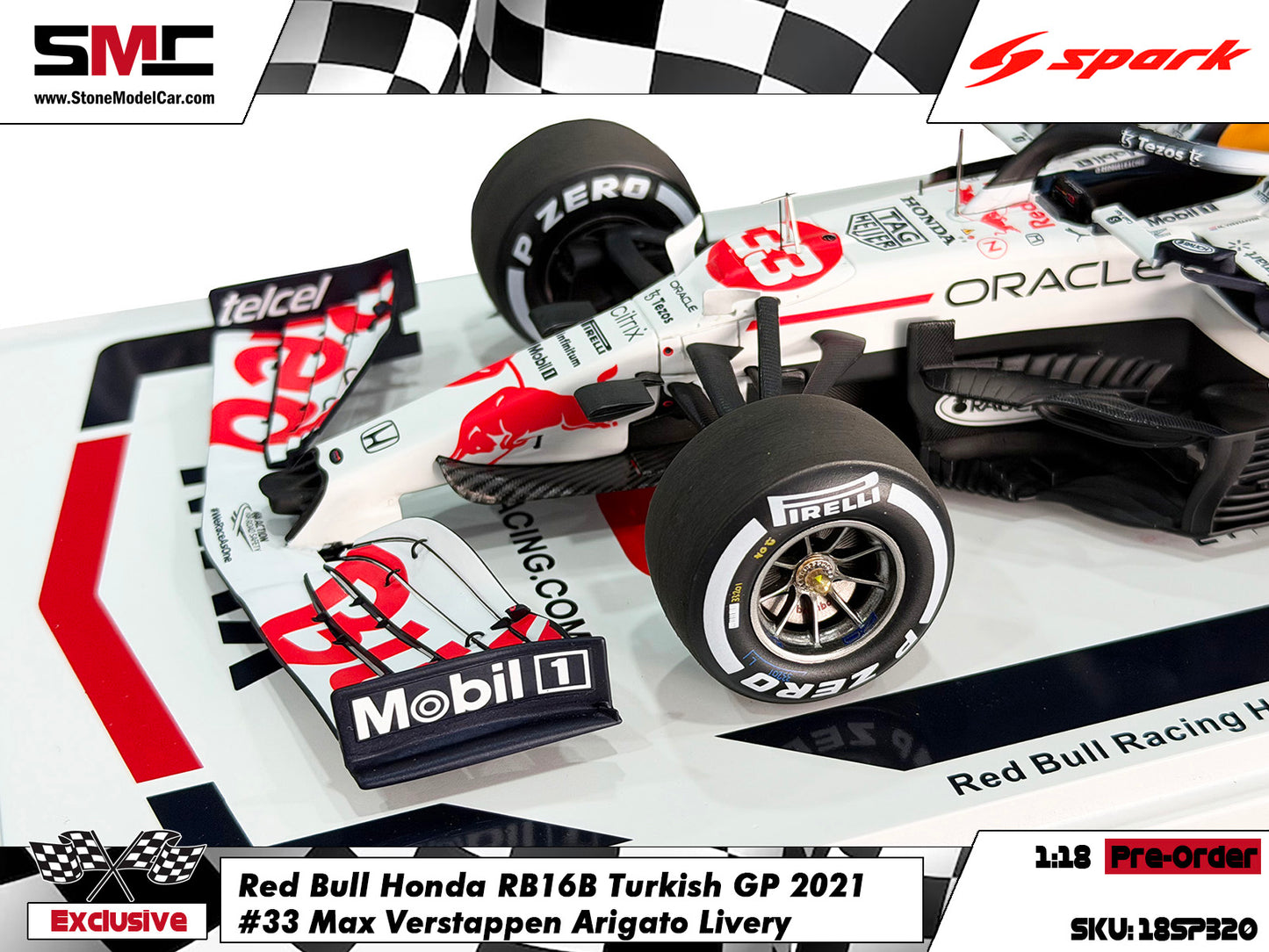 [Pre-Order] Red Bull F1 RB16B #33 Max Verstappen 2021 World Champion Turkish GP Special Livery 1:18 Spark Special 18SP320