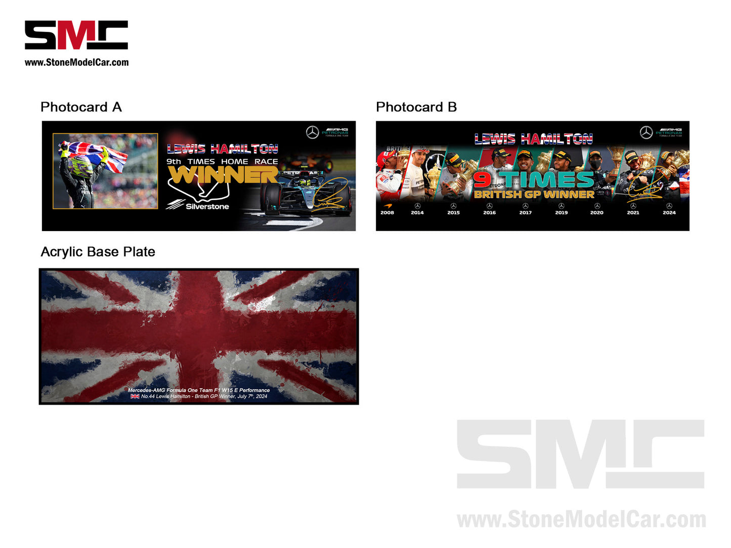[Pre-Order] Mercedes F1 W15 #44 7x World Champion Lewis Hamilton British GP Winner 2024  1:18 Spark Figure Special Edition