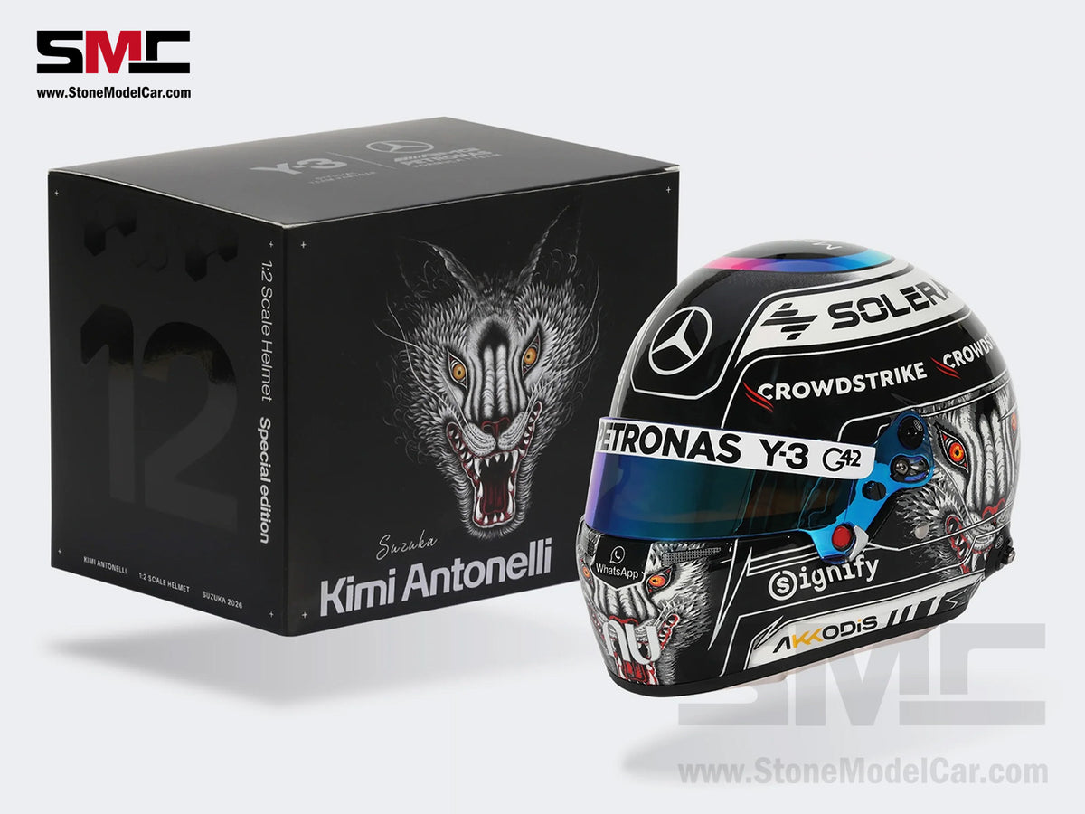 Mercedes F1 W17 #12 Kimi Antonelli Japanese GP 2026 Winner Y-3 Wolf BELL 1:2 Miniature Helmet