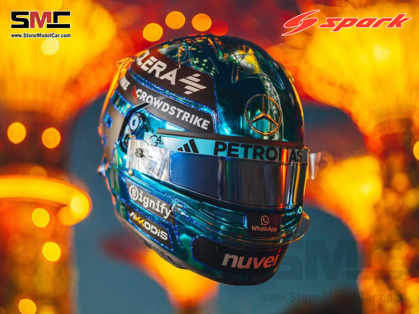 [Pre-Order] Mercedes F1 W16 #63 George Russell Singapore GP 2025 Spark 1:5 Miniature Helmet