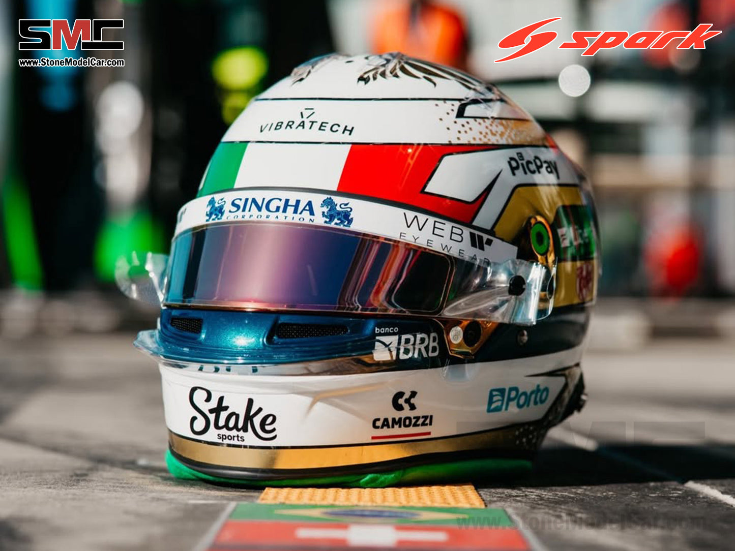 [Pre-Order] Stake F1 KICK Sauber C45 #5 Gabriel Bortoleto Italy GP 2025 Spark 1:5 Miniature Helmet