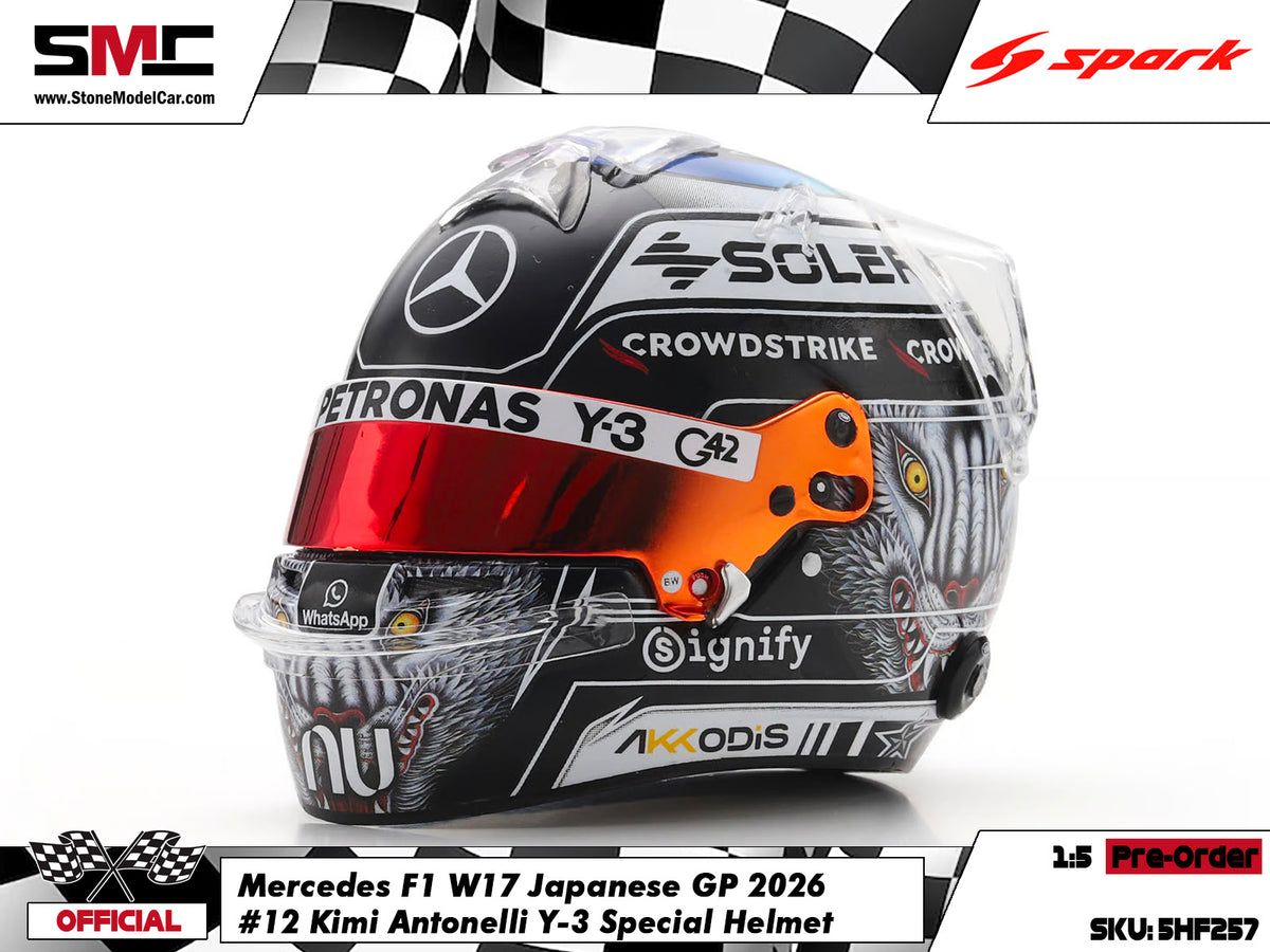 [Pre-Order] Mercedes F1 W17 #12 Kimi Antonelli Japanese GP 2026 Spark 1:5 Miniature Helmet