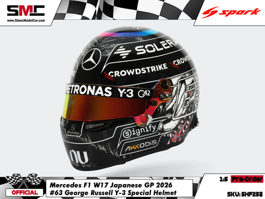 [Pre-Order] Mercedes F1 W17 #63 George Russell Japanese GP 2026 Spark 1:5 Miniature Helmet