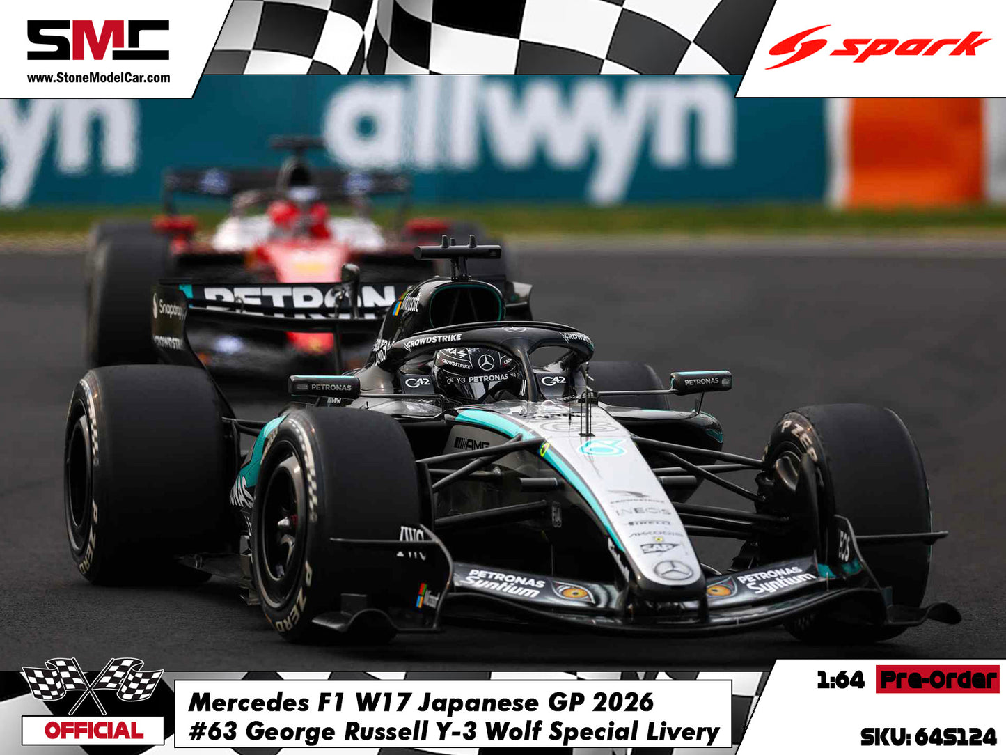 [Pre-Order] Mercedes F1 W17 #63 George Russell Japanese GP 2026 Spark 1:64 64S124