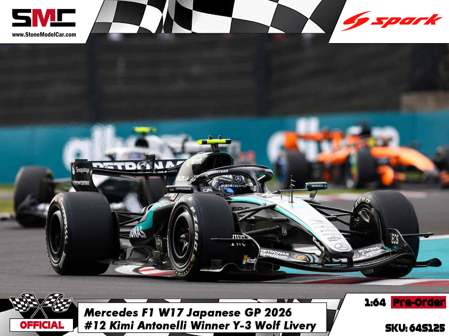 [Pre-Order] Mercedes F1 W17 #12 Kimi Antonelli Japanese GP 2026 Spark 1:64 64S125