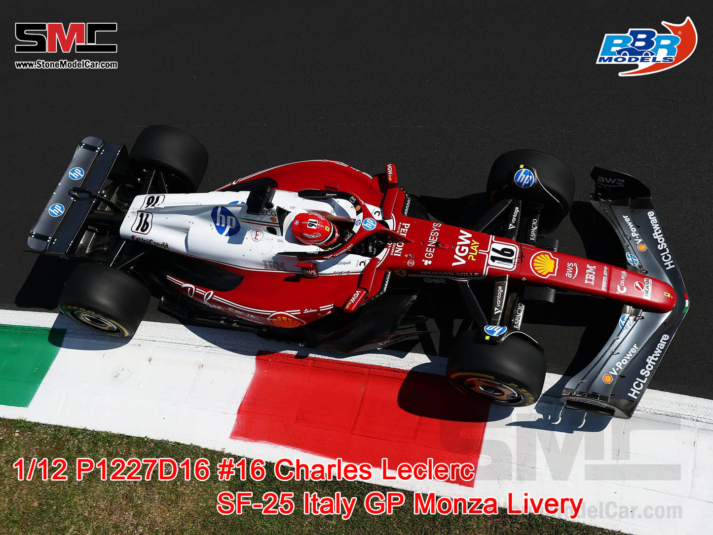 [Pre-Order] Ferrari F1 SF-25 #16 Charles Leclerc Italy Monza GP 2025 312T Special Livery BBR 1:12 BBR1227D16