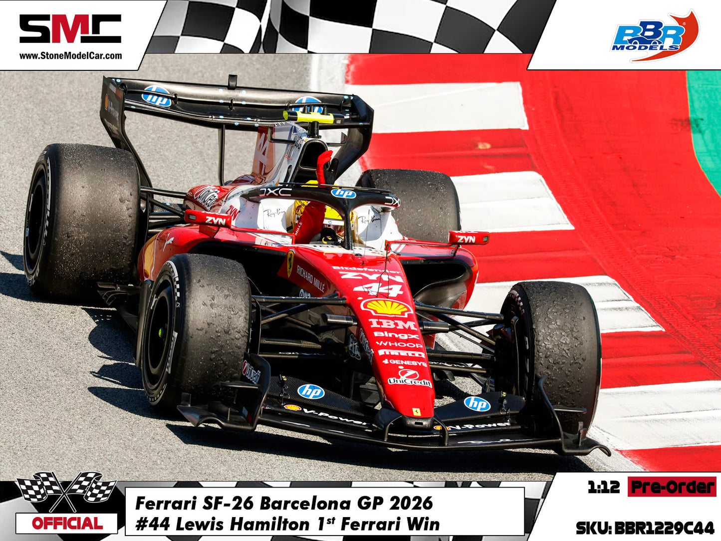 [Pre-Order] Ferrari HP F1 SF-26 #44 Lewis Hamilton Barcelona GP 2026 BBR 1:12 BBR1229C44