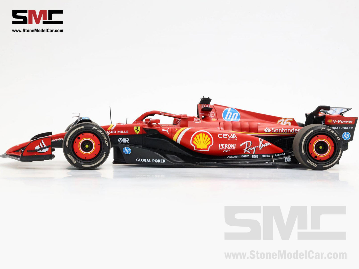 Ferrari F1 SF-24 #16 Charles Leclerc Winner US GP Austin 2024 BBR 1:18 with Leather Base