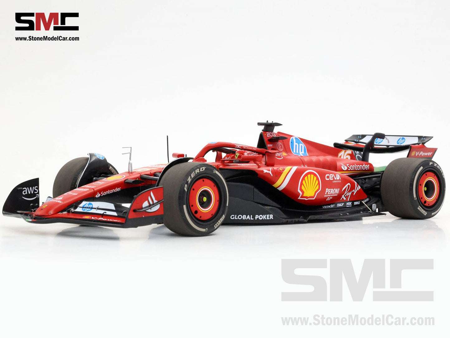 Ferrari F1 SF-24 #16 Charles Leclerc Winner US GP Austin 2024 BBR 1:18 with Leather Base