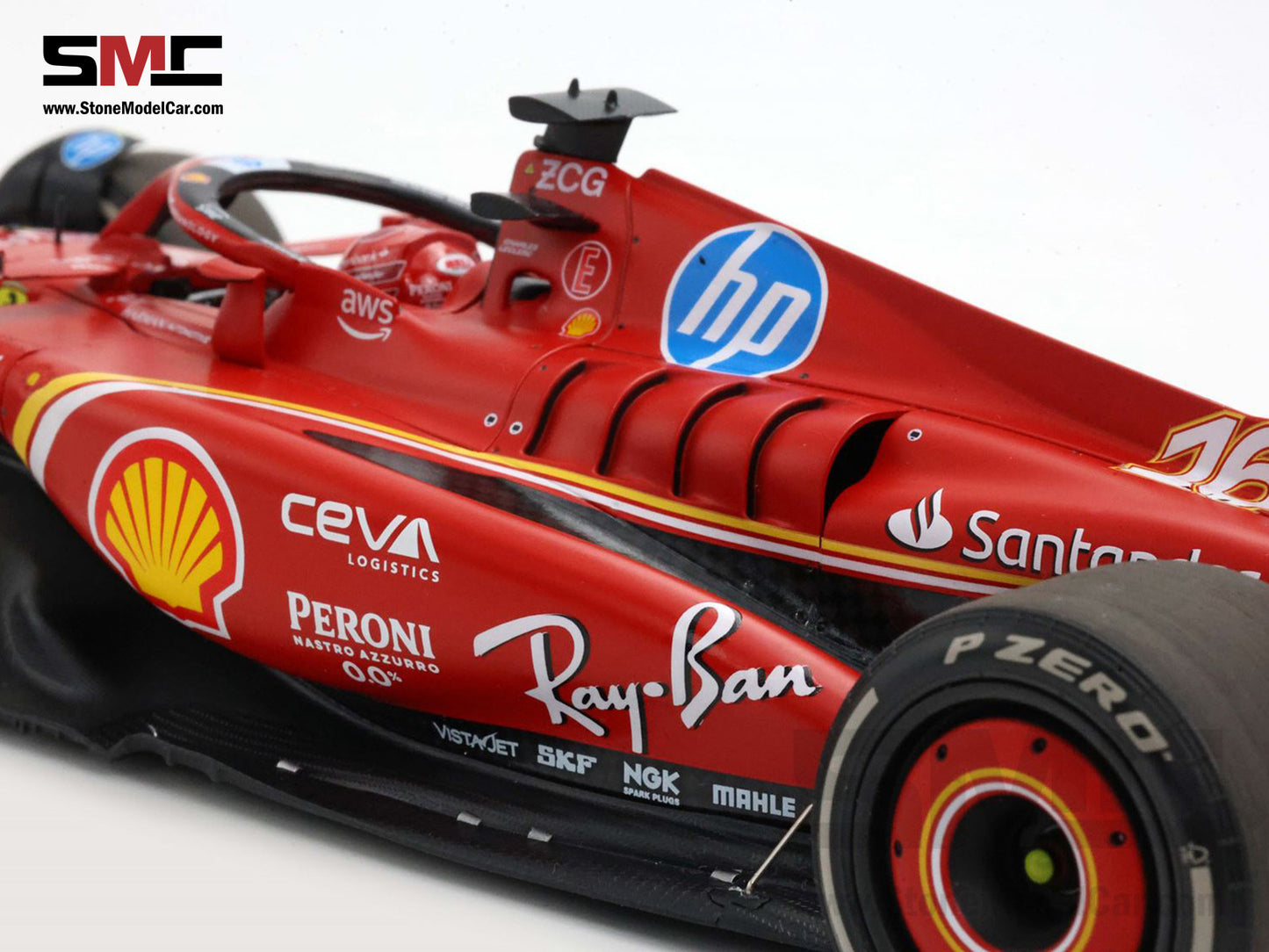 Ferrari F1 SF-24 #16 Charles Leclerc Winner US GP Austin 2024 BBR 1:18 with Leather Base