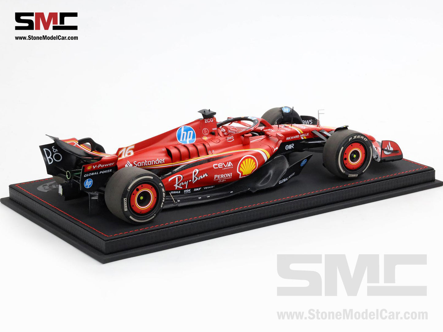 Ferrari F1 SF-24 #16 Charles Leclerc Winner US GP Austin 2024 BBR 1:18 with Leather Base