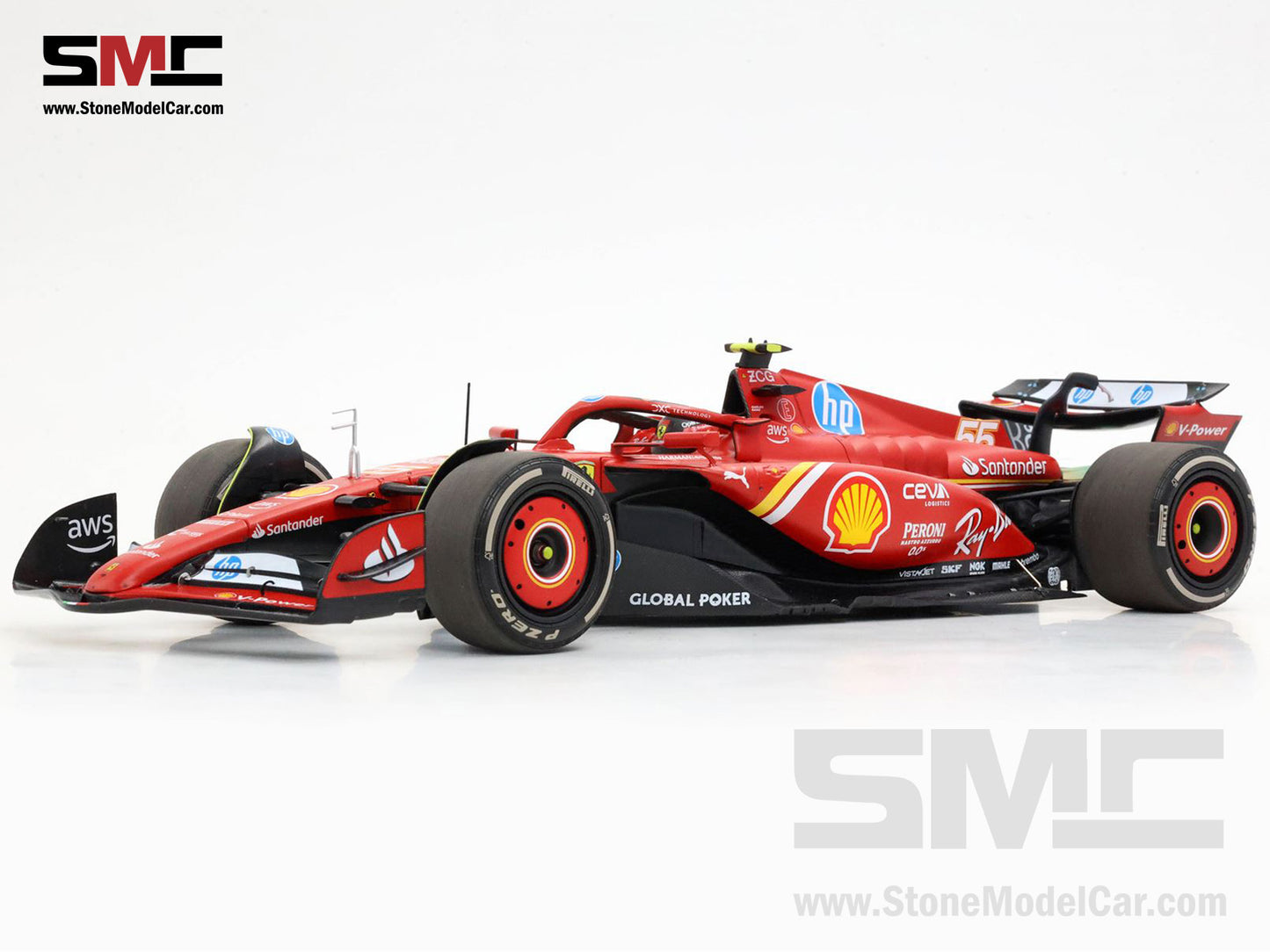 Ferrari F1 SF-24 #55 Carlos Sainz US Austin GP 2nd 2024 BBR 1:18 with Leather Base