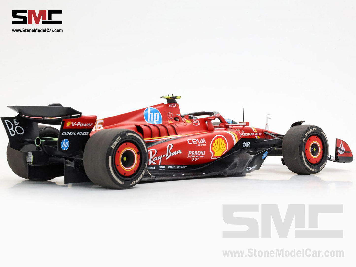 Ferrari F1 SF-24 #55 Carlos Sainz US Austin GP 2nd 2024 BBR 1:18 with Leather Base