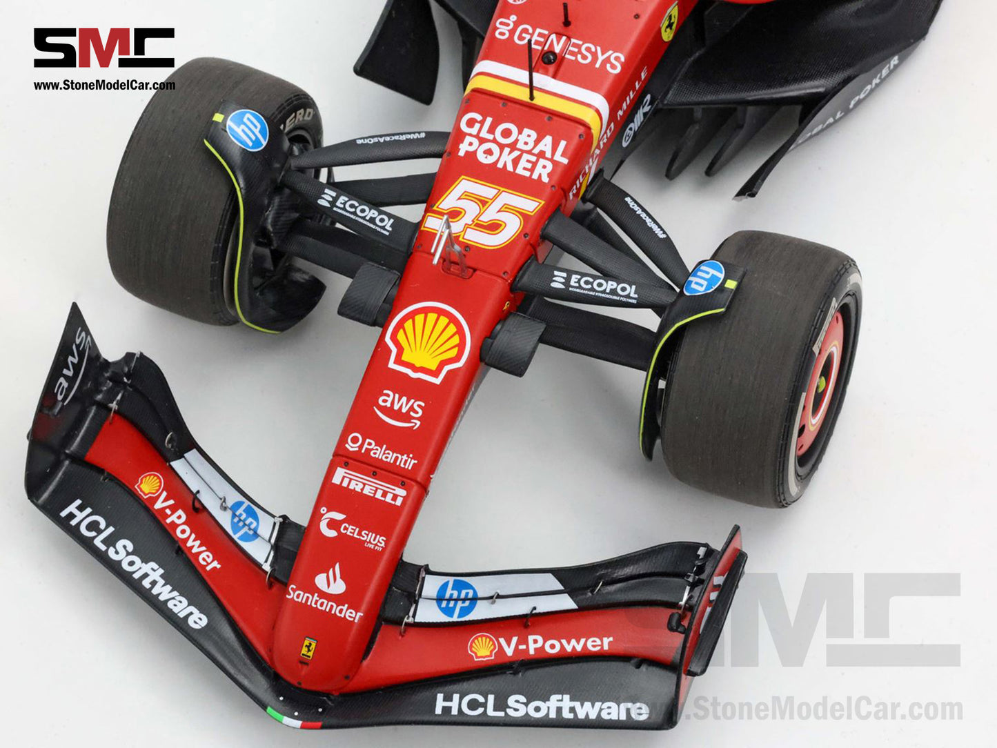Ferrari F1 SF-24 #55 Carlos Sainz US Austin GP 2nd 2024 BBR 1:18 with Leather Base