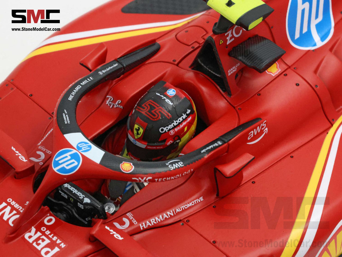 Ferrari F1 SF-24 #55 Carlos Sainz US Austin GP 2nd 2024 BBR 1:18 with Leather Base