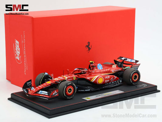 Ferrari F1 SF-24 #55 Carlos Sainz US Austin GP 2nd 2024 BBR 1:18 with Leather Base