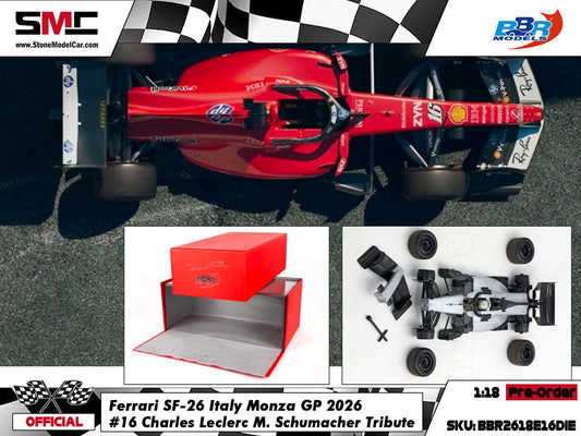 [Pre-Order] Ferrari HP F1 SF-26 #16 Charles Leclerc Italy Monza GP 2026 BBR 1:18 with Leather Base