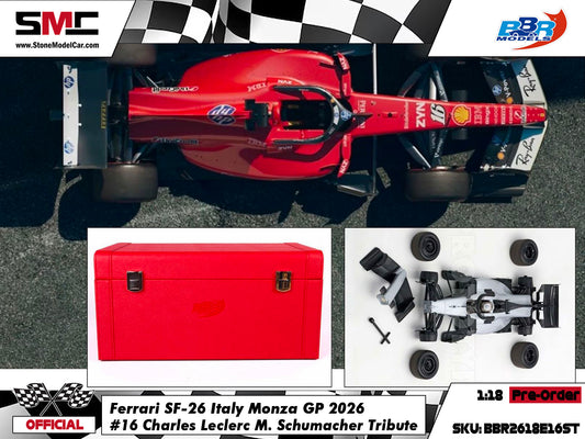 [Pre-Order] Ferrari HP F1 SF-26 #16 Charles Leclerc Italy Monza GP 2026 BBR 1:18 Red Leather Gift Box