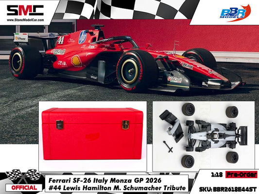 [Pre-Order] Ferrari HP F1 SF-26 #44 Lewis Hamilton Italy Monza GP 2026 BBR 1:18 Red Leather Gift Box