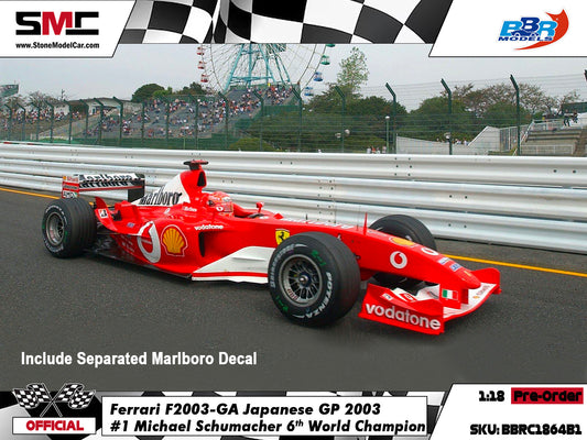 [Pre-Order] Ferrari F1 F2003-GA #1 Michael Schumacher Japanese GP 2003 6x Times World Champion 1:18 BBR