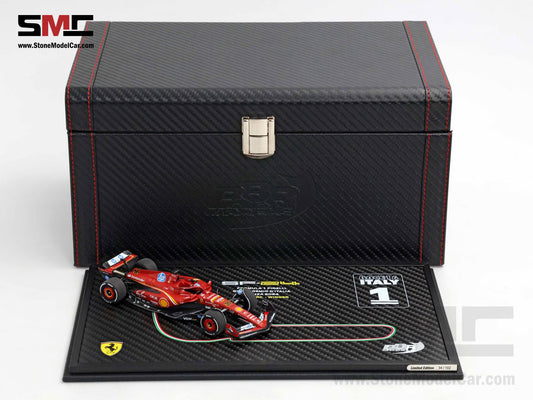 Ferrari F1 SF-24 #16 Charles Leclerc Winner Italy GP 2024 BBR 1:43 BRC307ACOF Carbon Box