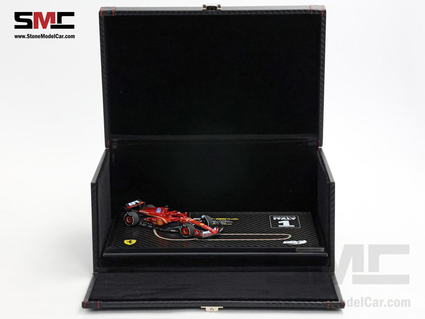 Ferrari F1 SF-24 #16 Charles Leclerc Winner Italy GP 2024 BBR 1:43 BRC307ACOF Carbon Box